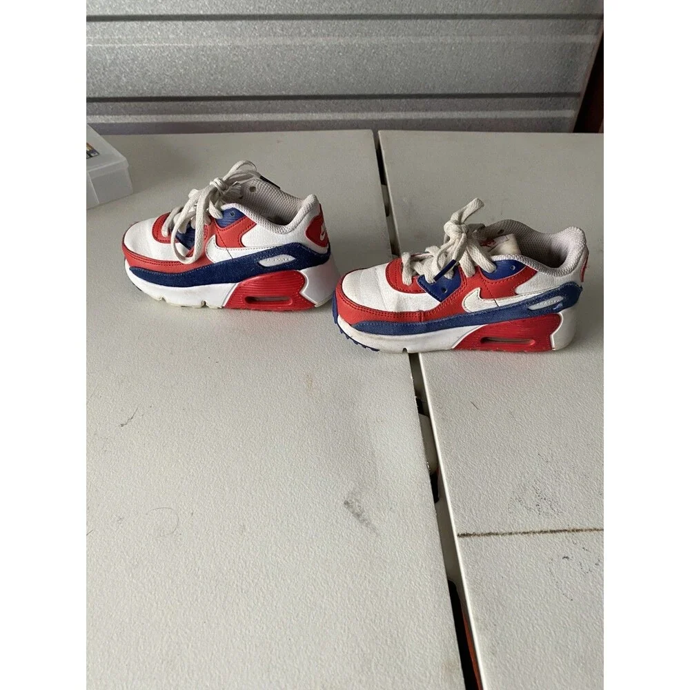 Nike Air Max 90 USA Youth 10C Red White Blue DA9022-100 Athletic Sneakers